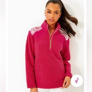 Lilly Pulitzer Wallen Sherpa Half Zip Jacket size small NWT